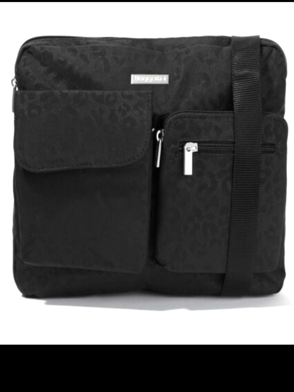 Baggallini Canyon Crossbody Black Cheetah Embossed Bag Purse